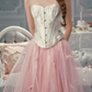 Robe de bal de princesse bustier à volants en satin long, robe de soirée C8117