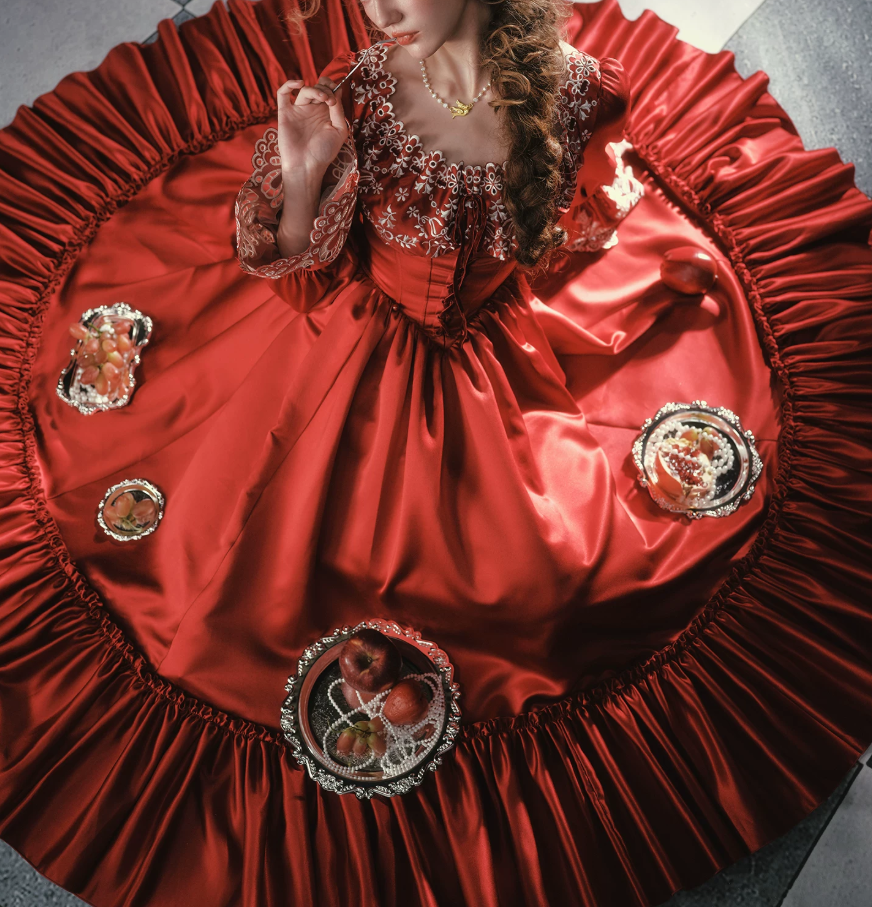 Robe de bal de princesse bustier à volants en satin long, robe de soirée C8117