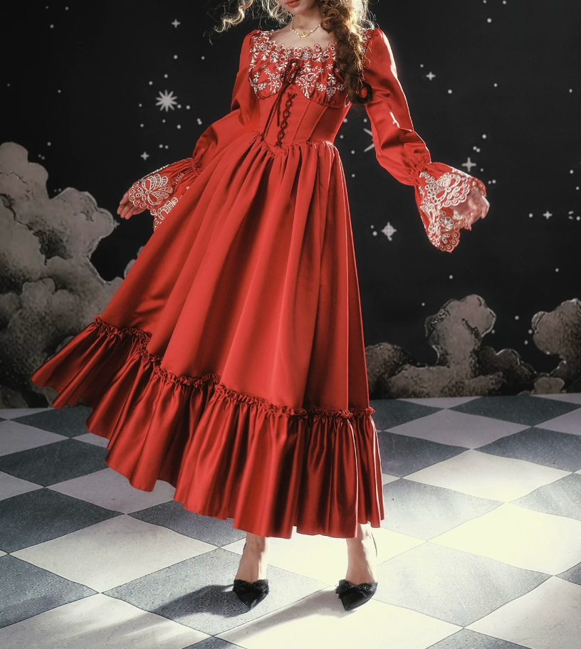 Robe de bal de princesse bustier à volants en satin long, robe de soirée C8117