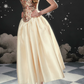 Robe de bal de princesse bustier à volants en satin long, robe de soirée C8117