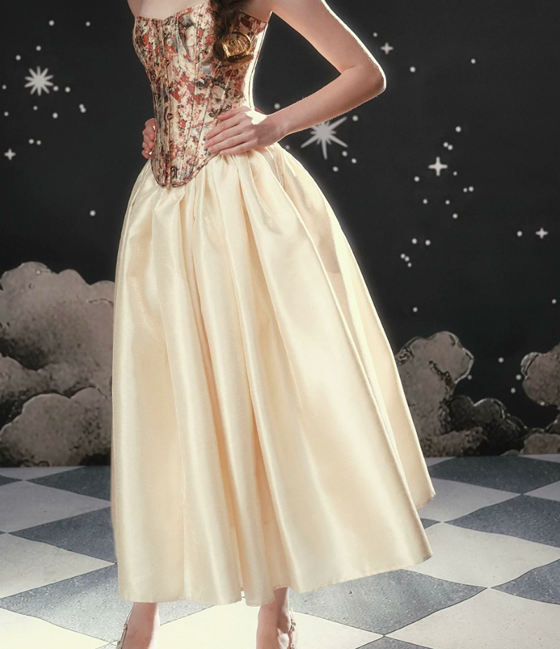 Robe de bal de princesse bustier à volants en satin long, robe de soirée C8117