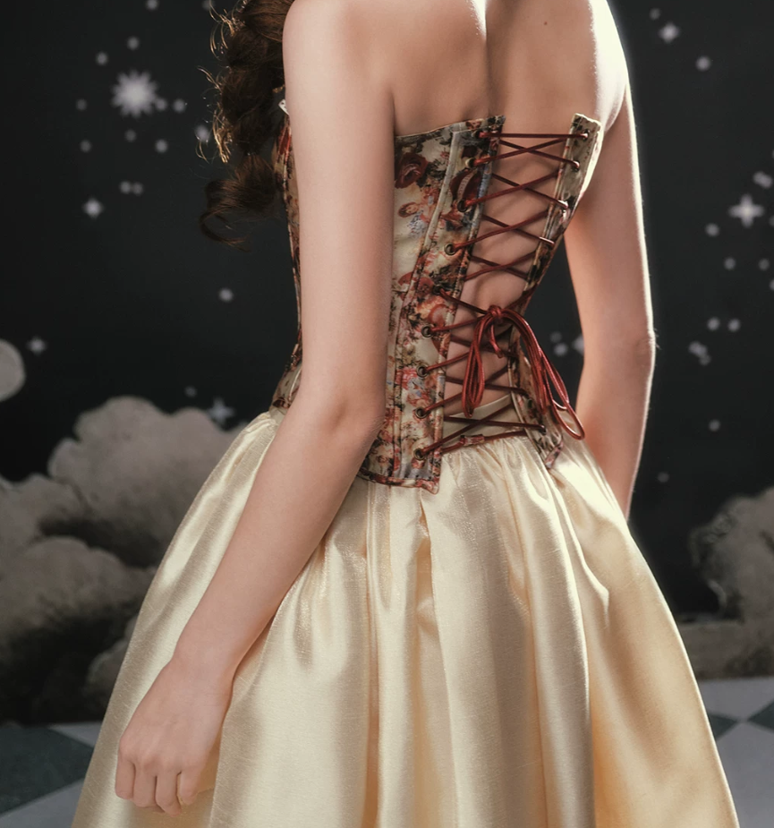 Robe de bal de princesse bustier à volants en satin long, robe de soirée C8117
