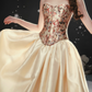 Robe de bal de princesse bustier à volants en satin long, robe de soirée C8117