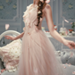 Robe de bal de princesse bustier à volants en satin long, robe de soirée C8117