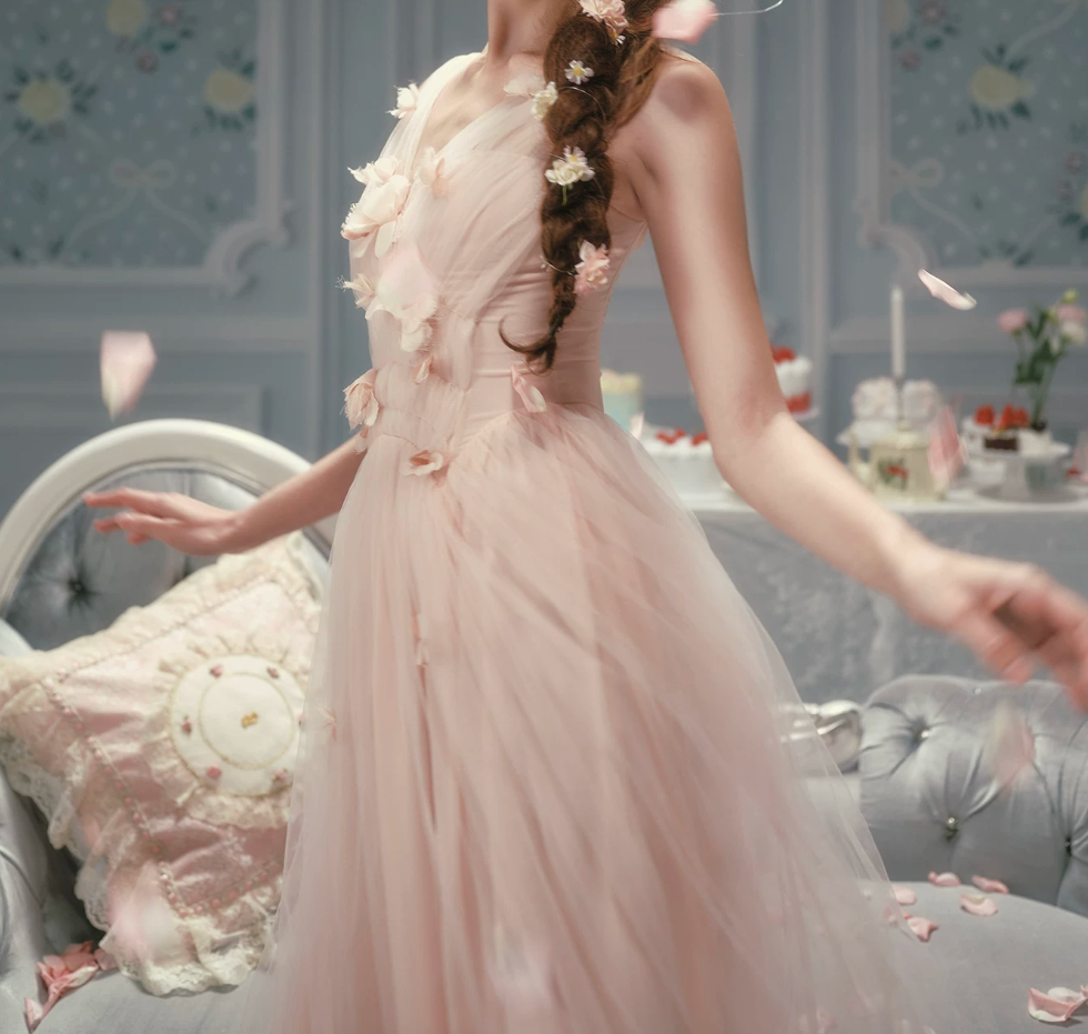 Robe de bal de princesse bustier à volants en satin long, robe de soirée C8117