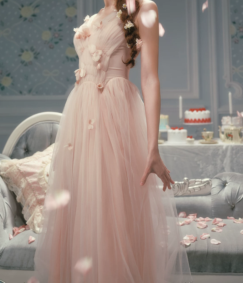 Robe de bal de princesse bustier à volants en satin long, robe de soirée C8117