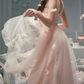 Robe de bal de princesse bustier à volants en satin long, robe de soirée C8117