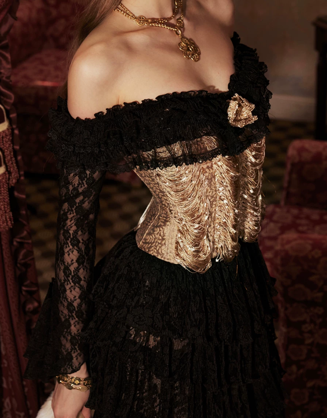 Robe de bal de princesse bustier à volants en satin long, robe de soirée C8117