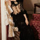 Robe de bal de princesse bustier à volants en satin long, robe de soirée C8117