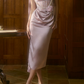 Robe de bal de princesse bustier à volants en satin long, robe de soirée C8117