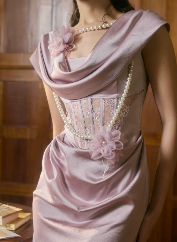 Robe de bal de princesse bustier à volants en satin long, robe de soirée C8117