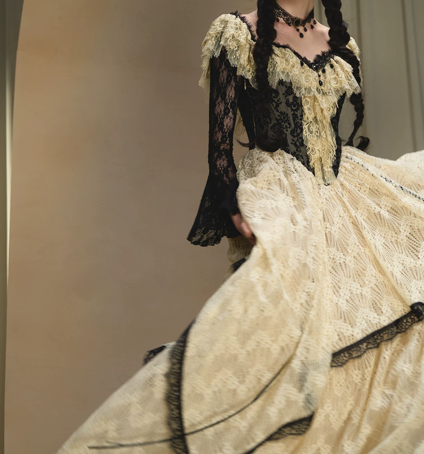Robe de bal de princesse bustier à volants en satin long, robe de soirée C8117