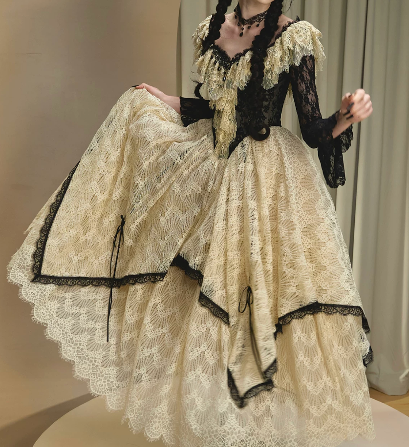 Robe de bal de princesse bustier à volants en satin long, robe de soirée C8117