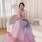 Vintage sirène licou sans manches Ombre rose longues robes de bal C85