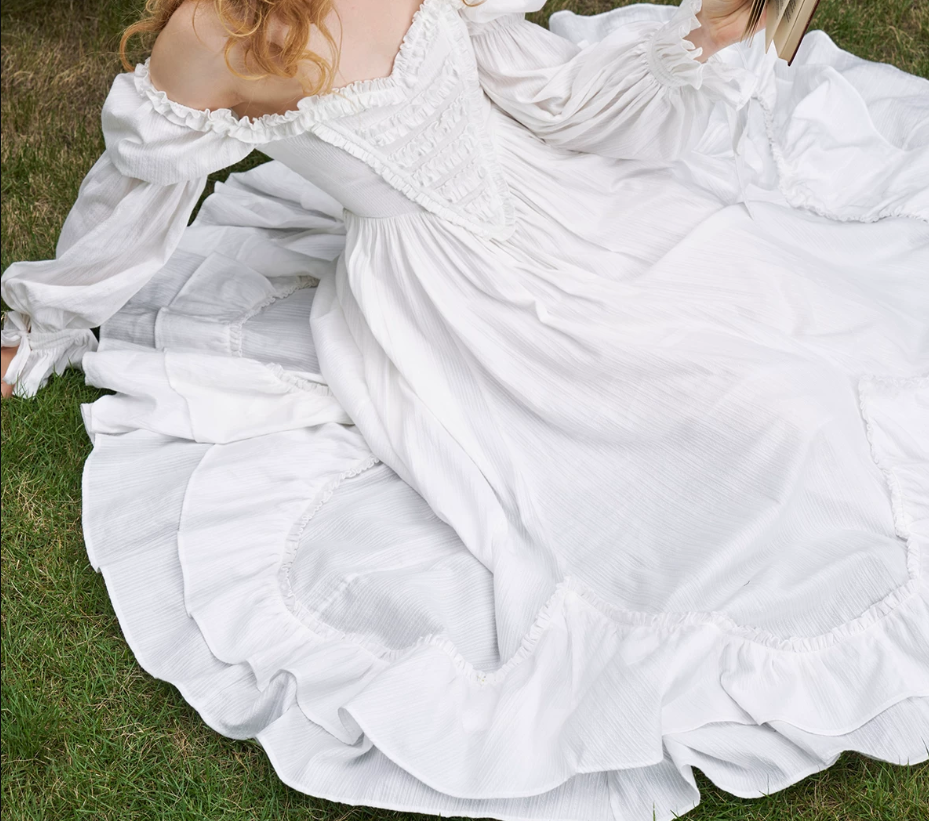Robe de bal de princesse bustier à volants en satin long, robe de soirée C8117