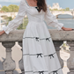 Robe de bal de princesse bustier à volants en satin long, robe de soirée C8117