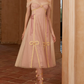 Chic Off-Shoulder Pink Prom Dress Tulle A-Line Evening Dress C8607