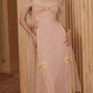 Chic Off-Shoulder Pink Prom Dress Tulle A-Line Evening Dress C8607