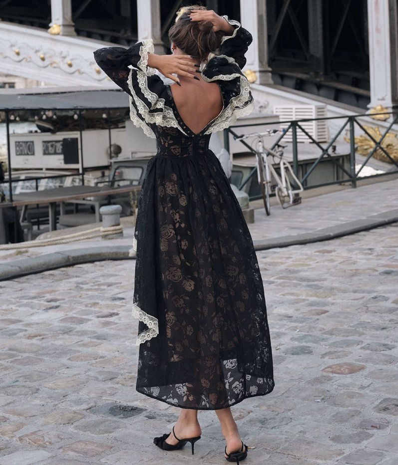 Robe de bal de princesse bustier à volants en satin long, robe de soirée C8117