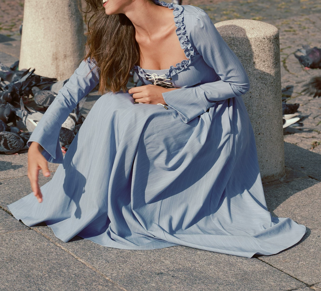Robe de bal de princesse bustier à volants en satin long, robe de soirée C8117