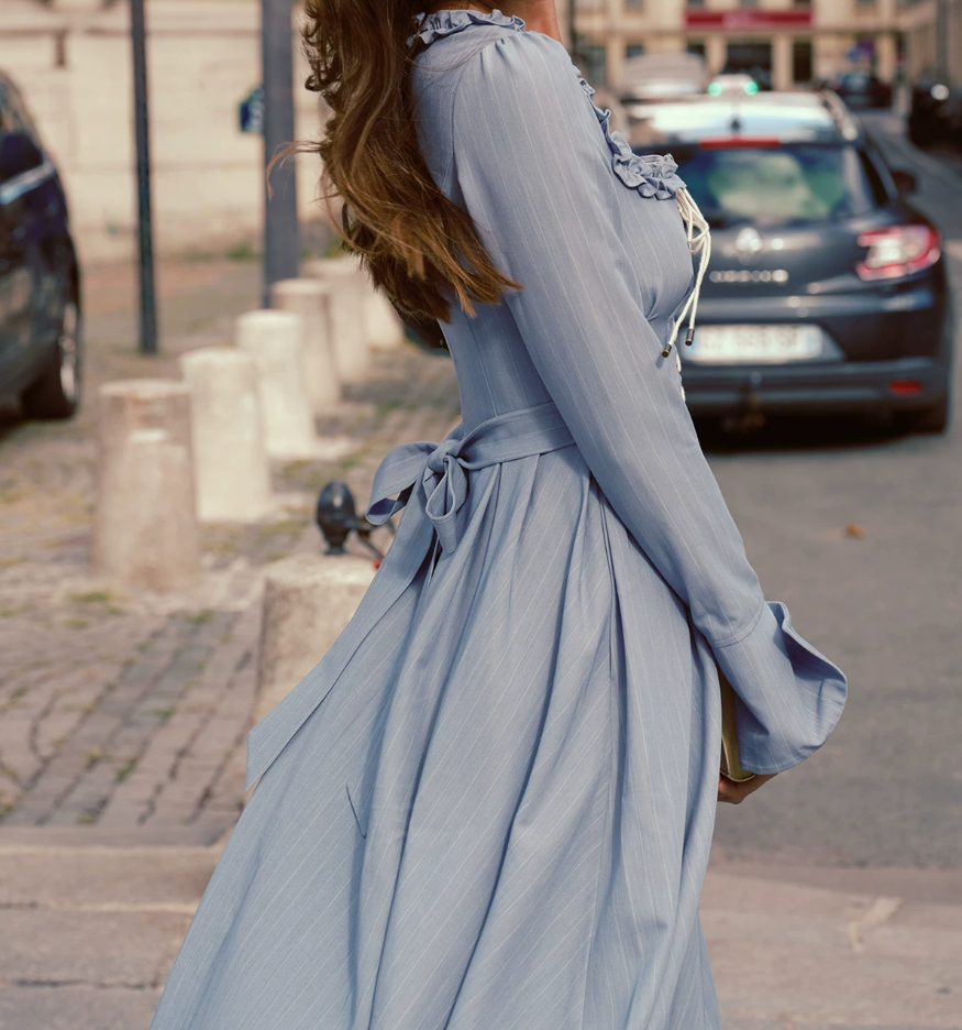 Robe de bal de princesse bustier à volants en satin long, robe de soirée C8117