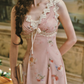 Robe de bal de princesse bustier à volants en satin long, robe de soirée C8117