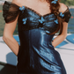 Robe de bal de princesse bustier à volants en satin long, robe de soirée C8117