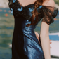 Robe de bal de princesse bustier à volants en satin long, robe de soirée C8117
