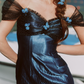 Robe de bal de princesse bustier à volants en satin long, robe de soirée C8117