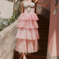 Robe de bal de princesse bustier à volants en satin long, robe de soirée C8117