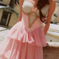 Robe de bal de princesse bustier à volants en satin long, robe de soirée C8117