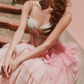 Robe de bal de princesse bustier à volants en satin long, robe de soirée C8117