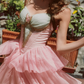 Robe de bal de princesse bustier à volants en satin long, robe de soirée C8117