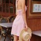 Mini robe de soirée en satin, sans bretelles, sans manches, ligne a, simple, C899