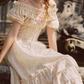 Fascinating Off-Shoulder Beige Prom Dress Floral A-Line Tiered Evening Dress C8617