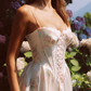 Robe de bal de princesse bustier à volants en satin long, robe de soirée C8117