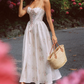 Robe de bal de princesse bustier à volants en satin long, robe de soirée C8117