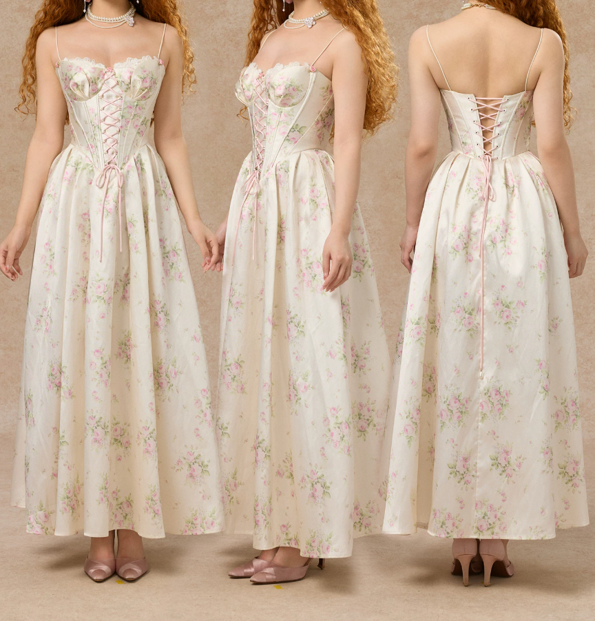 Robe de bal de princesse bustier à volants en satin long, robe de soirée C8117