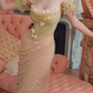 Robe de bal de princesse bustier à volants en satin long, robe de soirée C8117