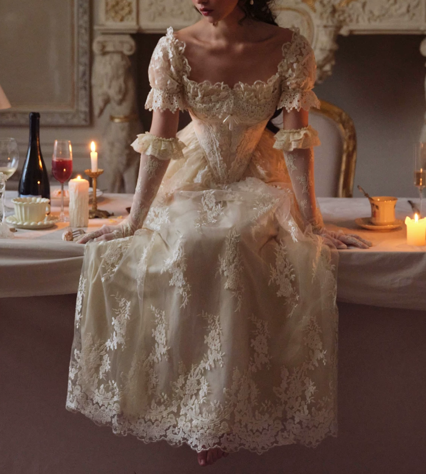 Robe de bal de princesse bustier à volants en satin long, robe de soirée C8117