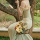 Robe de bal de princesse bustier à volants en satin long, robe de soirée C8117
