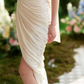 Chic Strapless White Wedding Dresses With Scarf Appliqeus Ruched Bridal Dress C8624