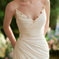 Chic Strapless White Wedding Dresses With Scarf Appliqeus Ruched Bridal Dress C8624