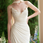 Chic Strapless White Wedding Dresses With Scarf Appliqeus Ruched Bridal Dress C8624