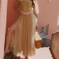 Vintage Spaghetti Straps Green Prom Dress Tulle Appliques A-Line Evening Dress C8626