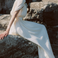 Flowy Short Sleeve White Prom Dress Chiffon A-Line Evening Dress C8627