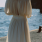 Flowy Short Sleeve White Prom Dress Chiffon A-Line Evening Dress C8627