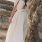 Flowy Short Sleeve White Prom Dress Chiffon A-Line Evening Dress C8627