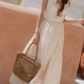 Classical V Neck Ivory Prom Dress 3D Floral Chiffon A-Line Evening Dress C8628