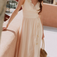Classical V Neck Ivory Prom Dress 3D Floral Chiffon A-Line Evening Dress C8628